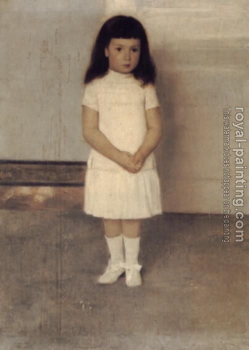 Fernand Khnopff : A Portrait of a Standing Girl in White